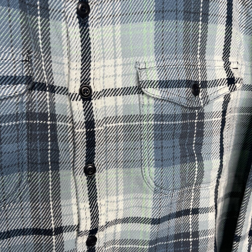 New Outerknown Blanket Shirt Blue White Heavy Organic Cotton Flannel Multi Sizes - Picture 3 of 16